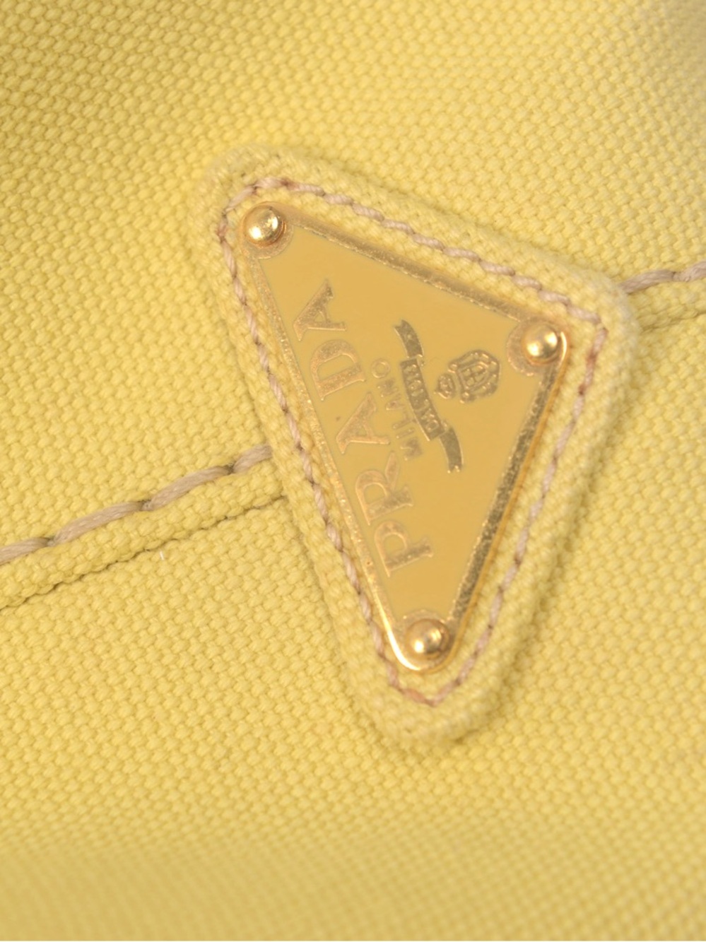 ♥️Prada Small Logo ellow Canvas Mini Tote with White Logo♥️ - Picture 11 of 16